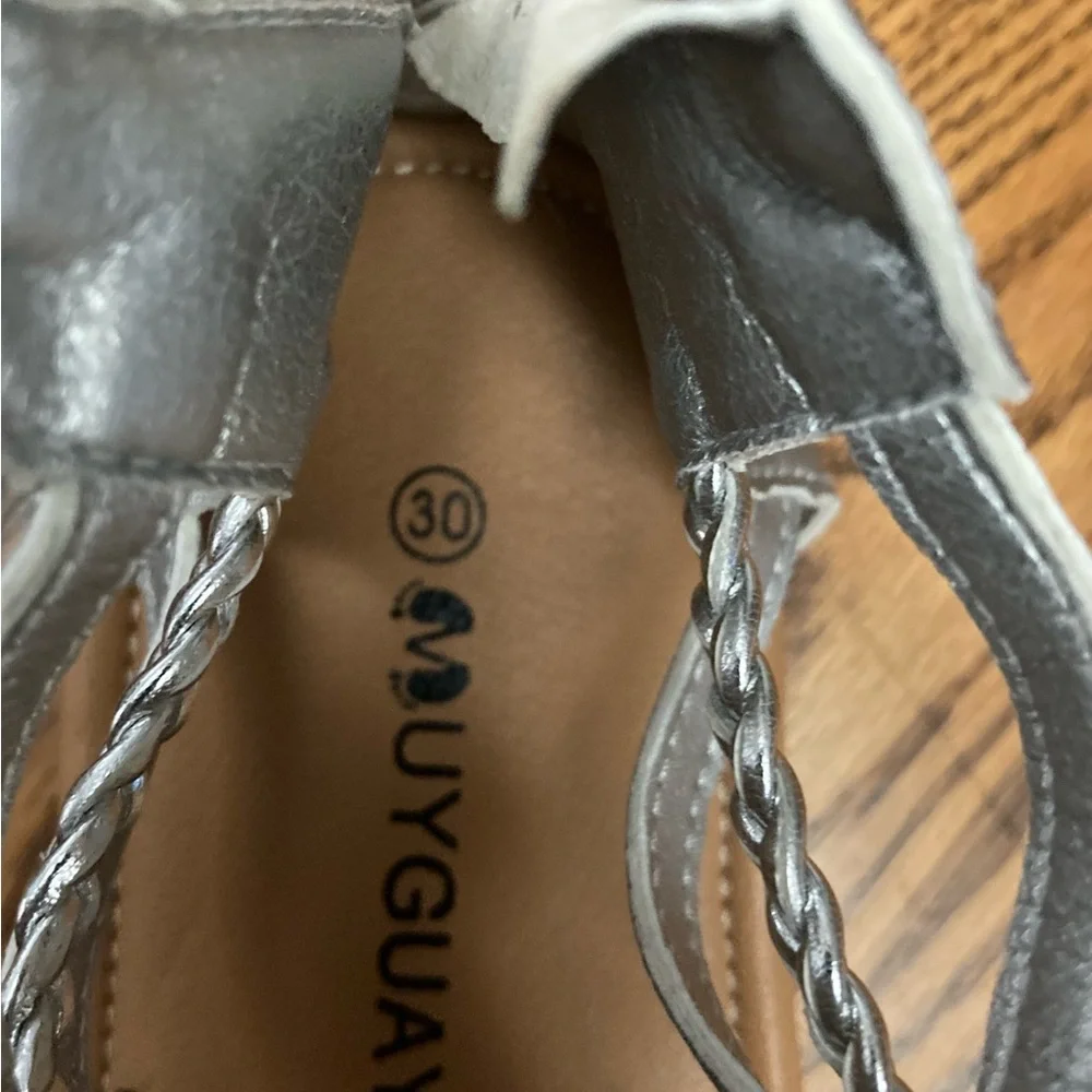 🪩⚡️GLADIATOR⚡️🪩SANDALS w/braided straps&zip heel closure SILVER size13 ⭐️NWT⭐️